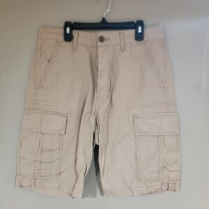Levi Strauss Mens 29x9 Khaki Snap Pocket Canvas Cargo Shorts